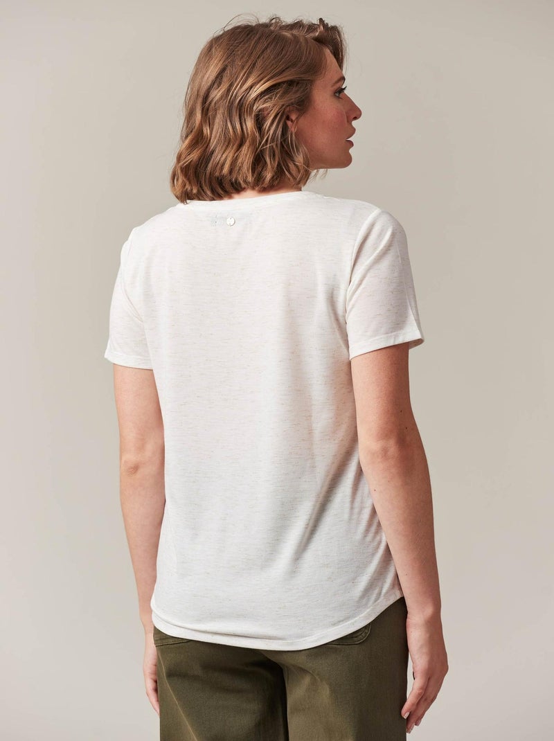 T-shirt col V avec détail coeur  'Deeluxe' Vert kaki clair - Kiabi