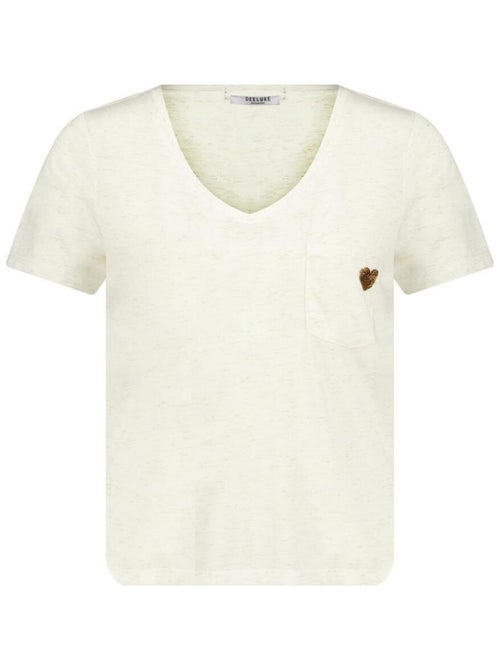 T-shirt col V avec détail coeur pour femme 'Deeluxe' - Kiabi