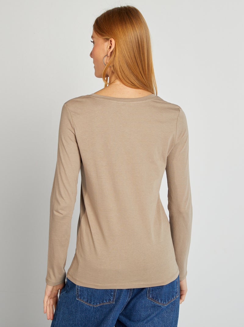 T-shirt col V Beige - Kiabi