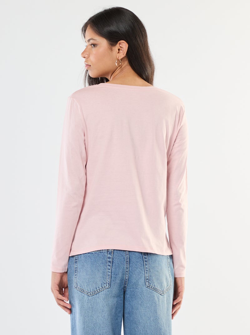 T-shirt col V Beige - Kiabi