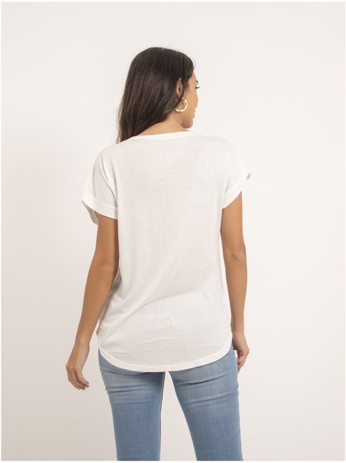 T-shirt col V bimatière FAZZY - Kiabi