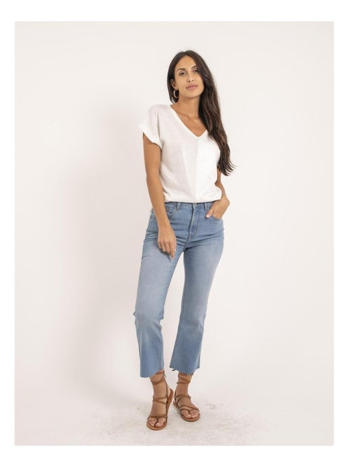 T-shirt col V bimatière FAZZY - Kiabi