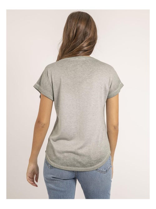 T-shirt col V bimatière FAZZY - Kiabi