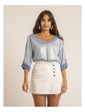 T shirt col V bimatiere FILINIE