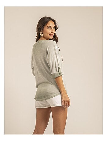 T shirt col V bimatiere FILINIE