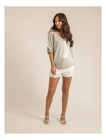 T shirt col V bimatiere FILINIE