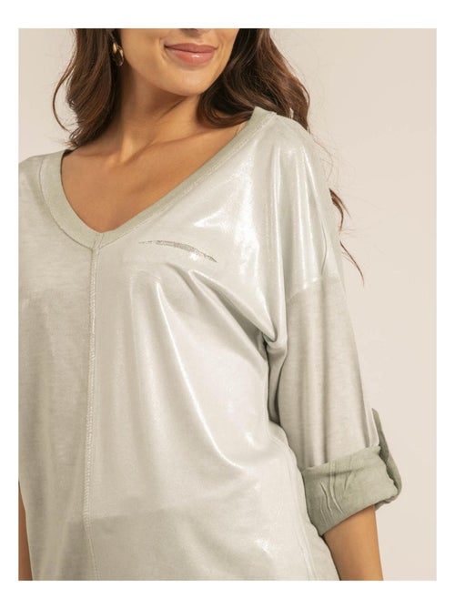 T shirt col V bimatiere FILINIE - Kiabi