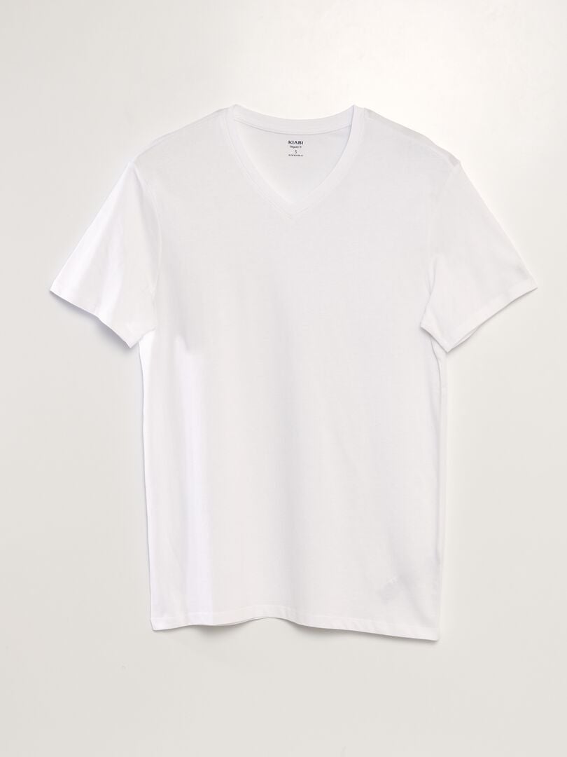 T-shirt col V blanc - Kiabi
