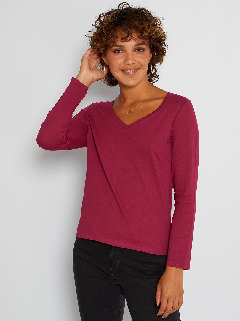 7484 Bordeaux V Neck T-Shirt