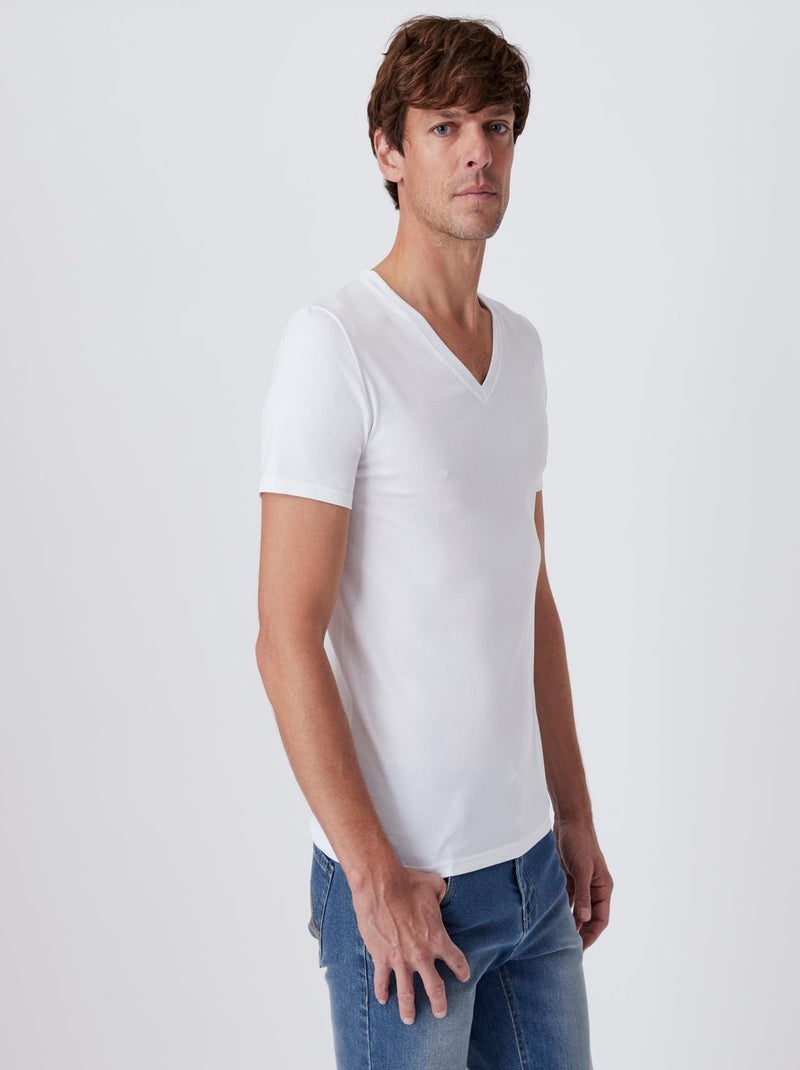 T-shirt col V Climatyl en maille jersey - Damart Blanc - Kiabi