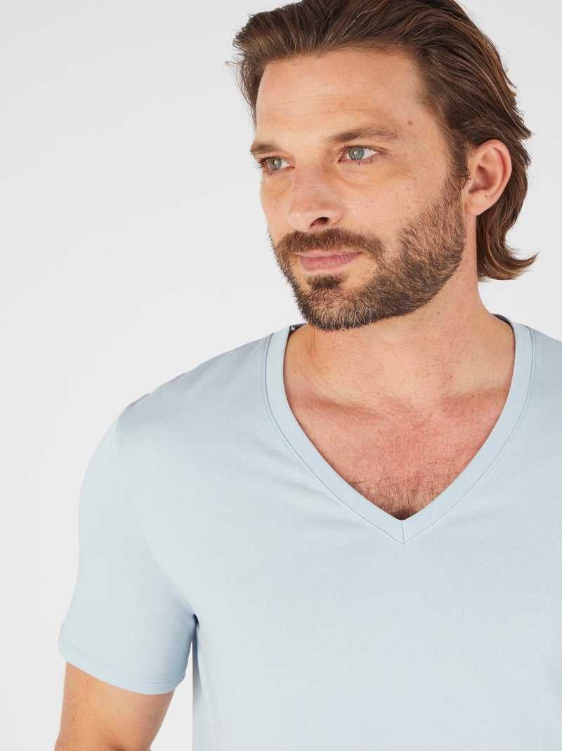 T-shirt col V Climatyl en maille jersey - Damart Bleu - Kiabi