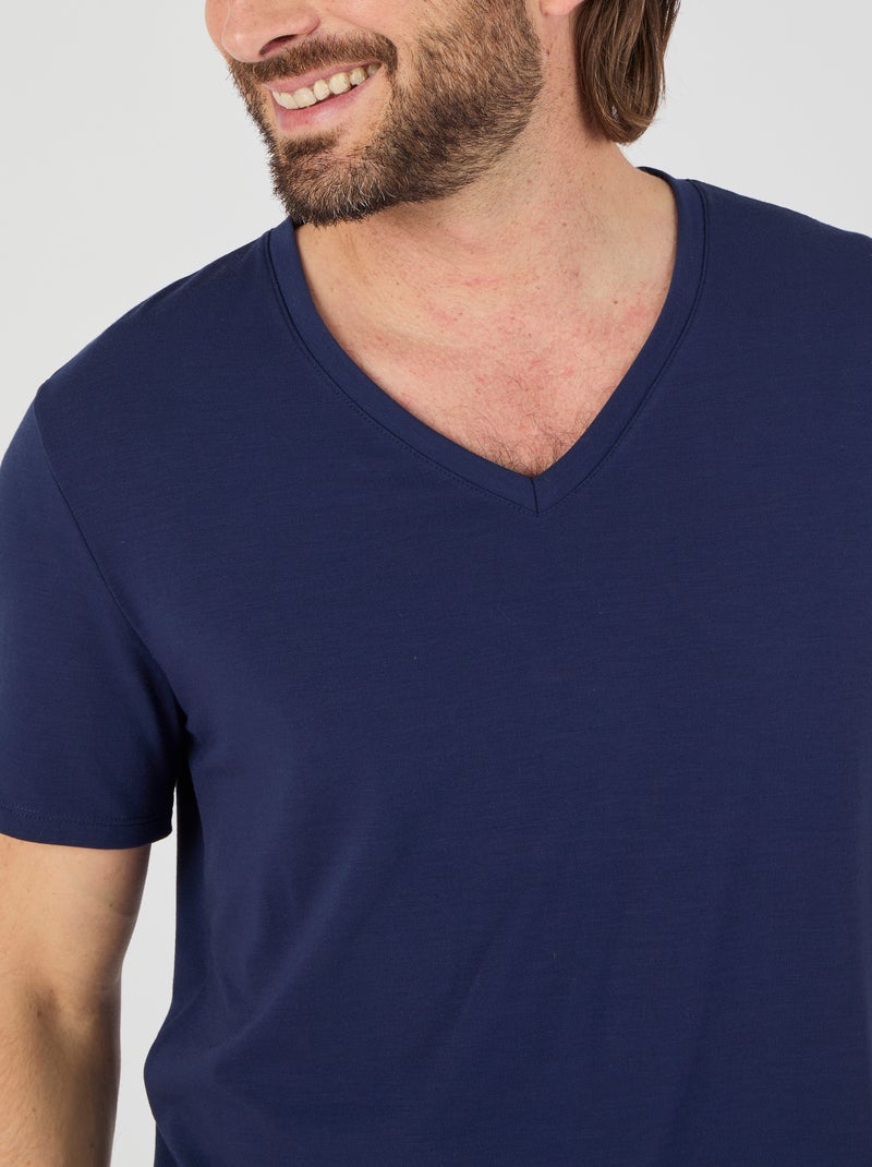 T-shirt col V Climatyl en maille jersey - Damart Bleu marine - Kiabi
