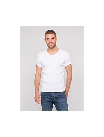 T shirt col V coton cottelé WILLIAM