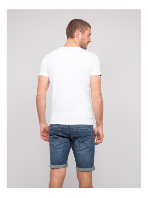 T shirt col V coton cottelé WILLIAM - Kiabi