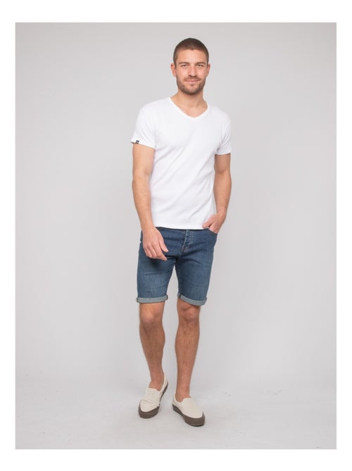 T shirt col V coton cottelé WILLIAM - Kiabi