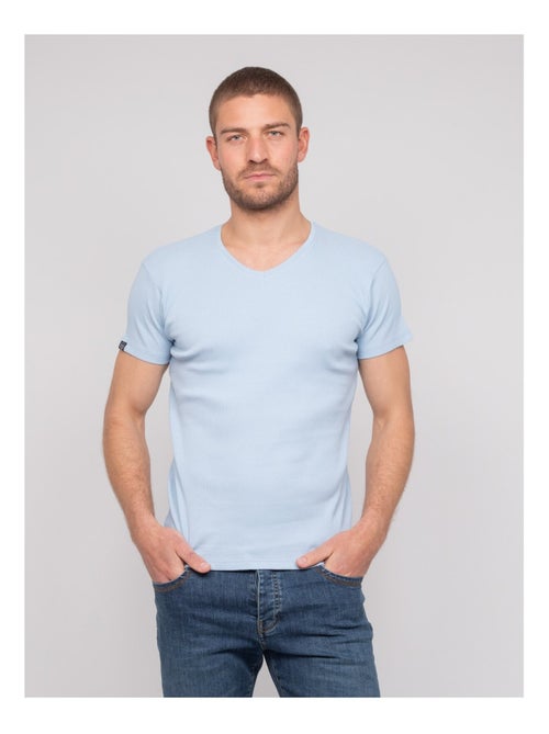 T shirt col V coton cottelé WILLIAM - Kiabi