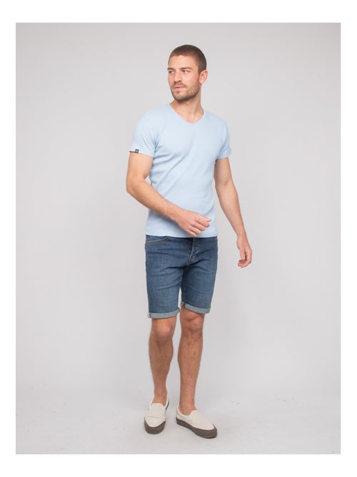 T shirt col V coton cottelé WILLIAM - Kiabi