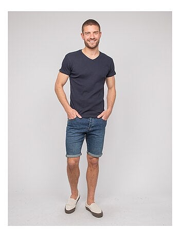 T shirt col V coton cottelé WILLIAM