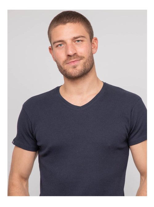 T shirt col V coton cottelé WILLIAM - Kiabi