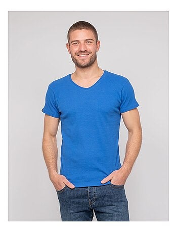T shirt col V coton cottelé WILLIAM