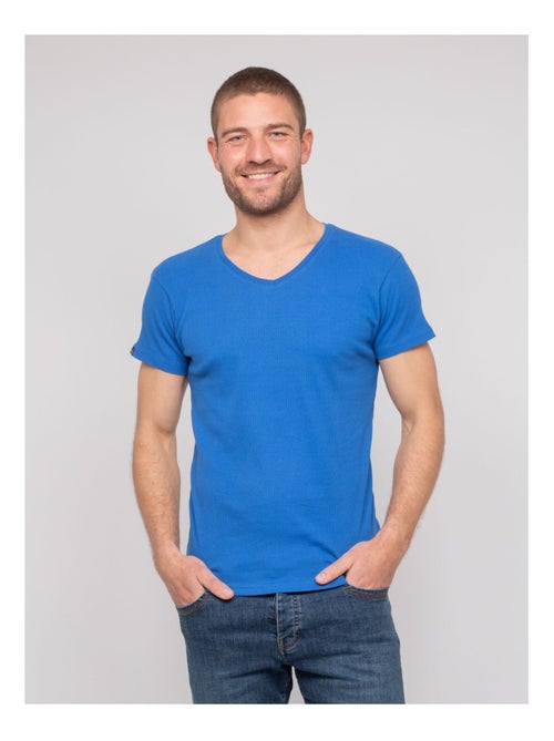 T shirt col V coton cottelé WILLIAM - Kiabi