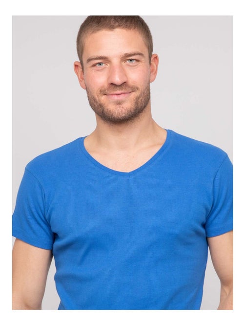 T shirt col V coton cottelé WILLIAM - Kiabi