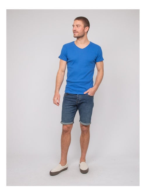 T shirt col V coton cottelé WILLIAM - Kiabi