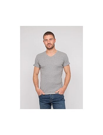 T shirt col V coton cottelé WILLIAM