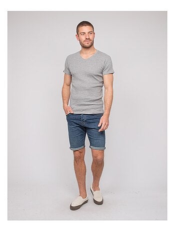 T shirt col V coton cottelé WILLIAM