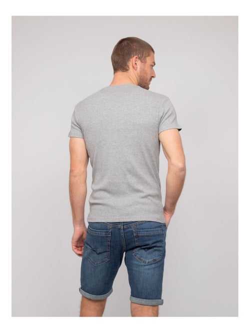 T shirt col V coton cottelé WILLIAM - Kiabi