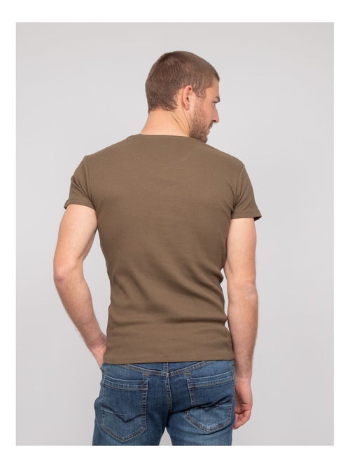 T shirt col V coton cottelé WILLIAM - Kiabi