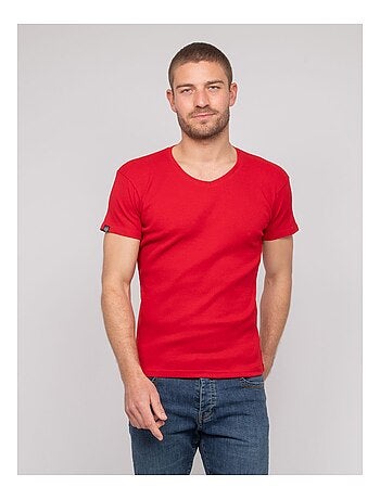 T shirt col V coton cottelé WILLIAM