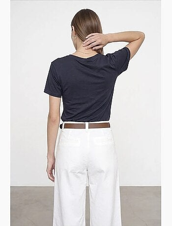 T-shirt col v coton lyocell manches courtes dilvin