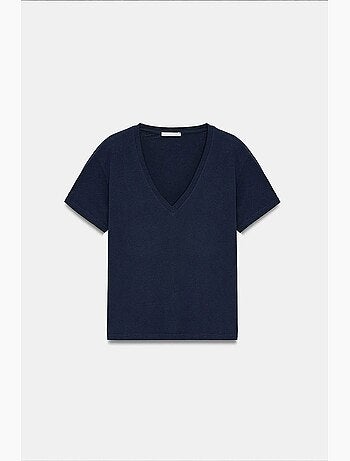 T-shirt col v coton lyocell manches courtes dilvin