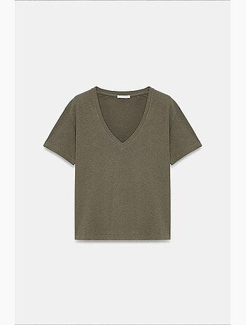 T-shirt col v coton lyocell manches courtes dilvin