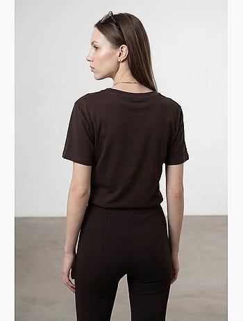 T-shirt col v coton lyocell manches courtes dilvin