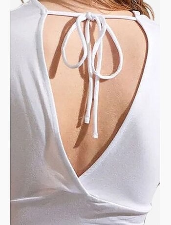 T-shirt col v détail lien manches courtes dilvin