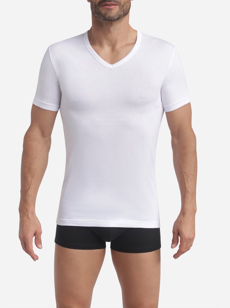 T-shirt col V EcoDim Blanc - Kiabi