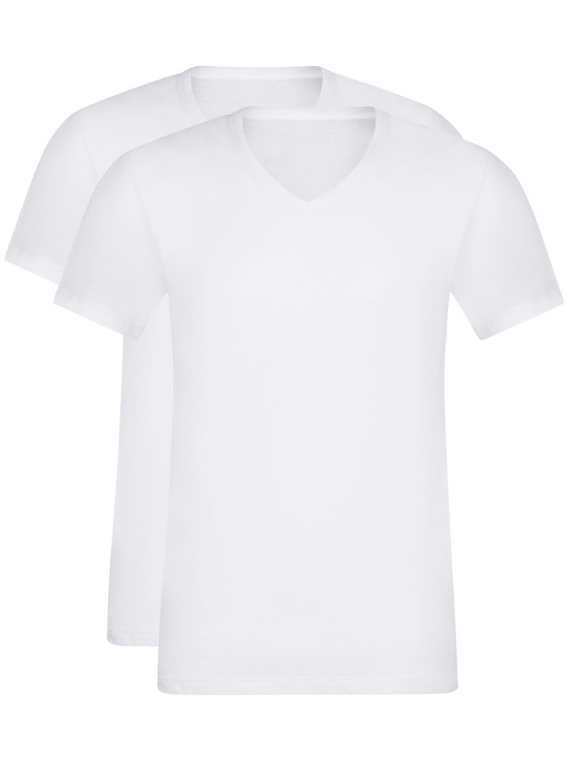 T-shirt col V EcoDim Blanc - Kiabi