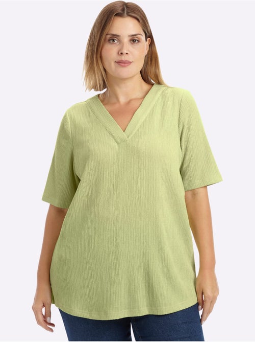 T-shirt Col V Facile d'Entretien - Taille Standard - Sheego - Kiabi