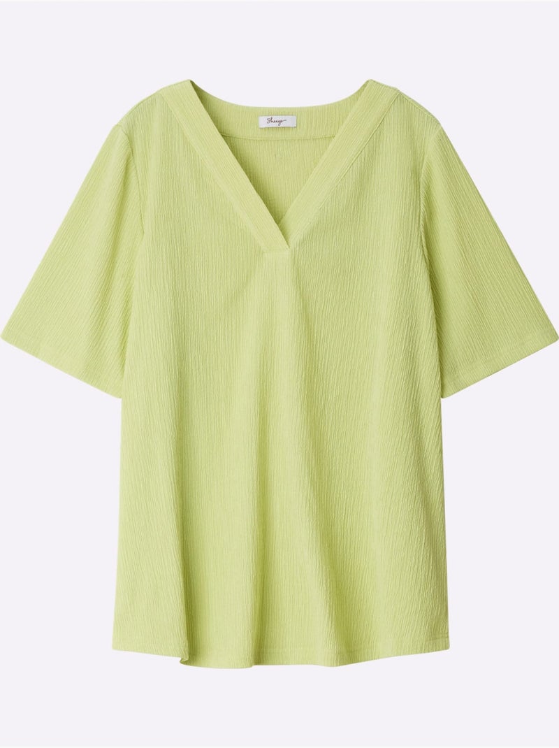 T-shirt Col V Facile d'Entretien - Taille Standard - Sheego Vert pistache - Kiabi