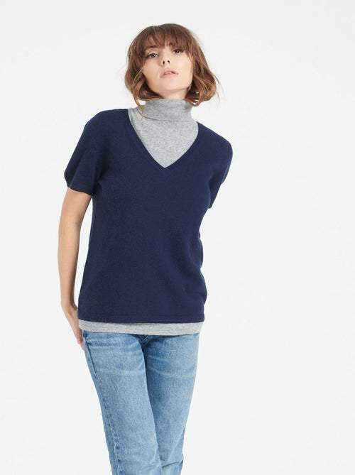 T-shirt col V femme 100% cachemire - LILLY 14 - Kiabi