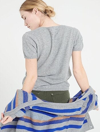 T-shirt col V femme 100% cachemire - LILLY 14