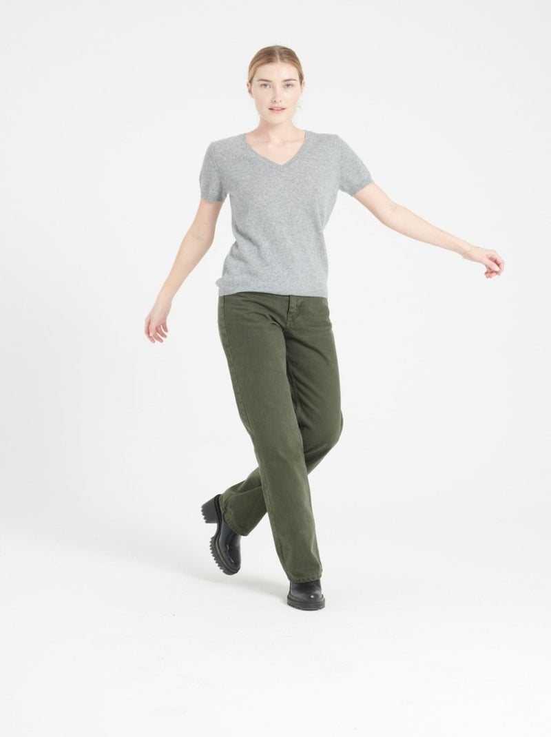 T-shirt col V femme 100% cachemire - LILLY 14 Gris clair - Kiabi