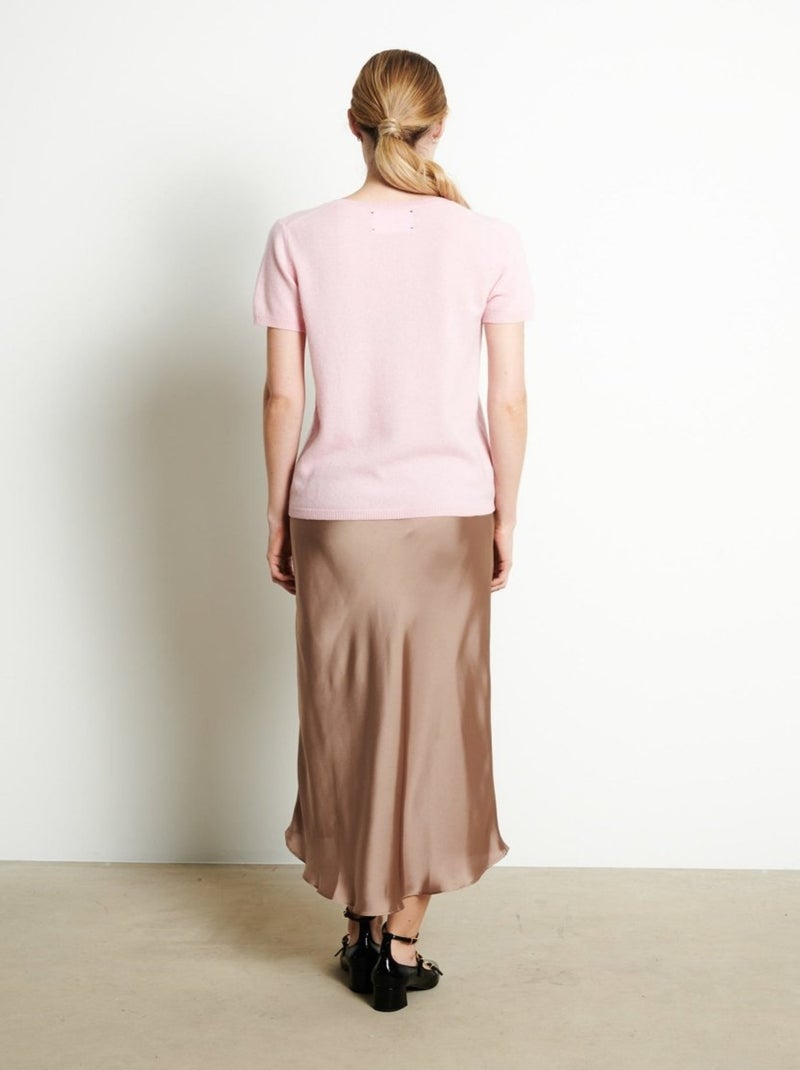T-shirt col V femme 100% cachemire - LILLY 14 Rose clair - Kiabi