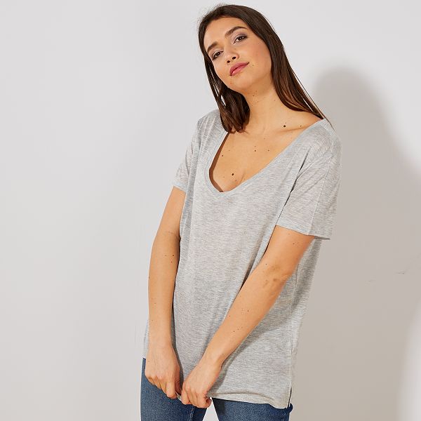 tee shirt gris clair femme