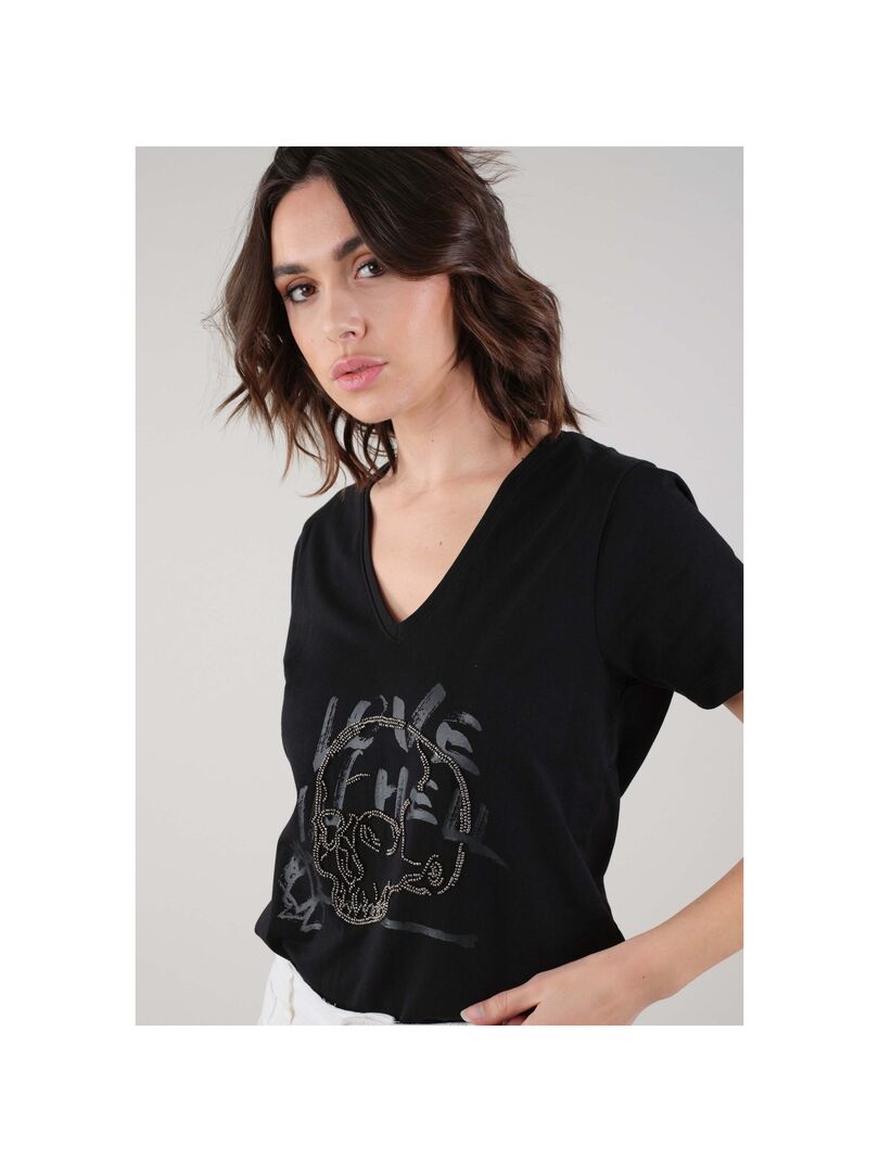 T-shirt Kaporal à Manches Longues - Imprimé Tête De Mort - Col V - Taille S - Kaki - Neuf Avec Étiquettes