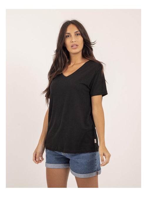 T-shirt col V lin FAIMES - Kiabi