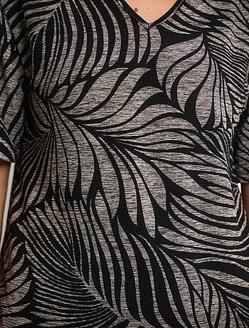 T-shirt col V maille imprimé animalier