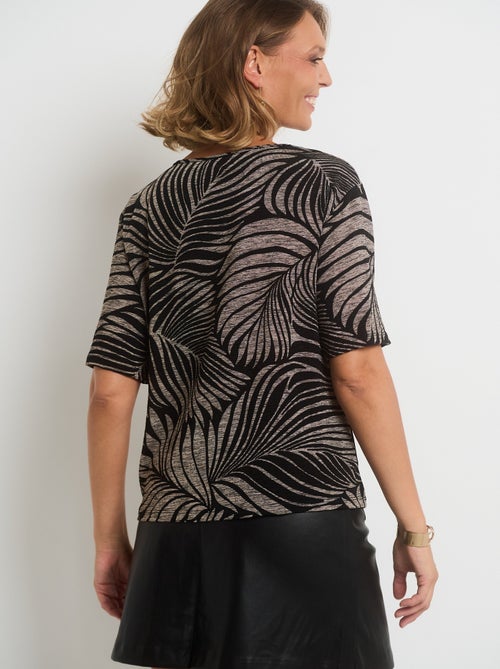 T-shirt col V maille imprimé animalier - Kiabi